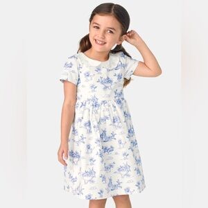 Gymboree Girls Bunny Poplin Peter Pan Dress - Blue Belle - White Sz 6T